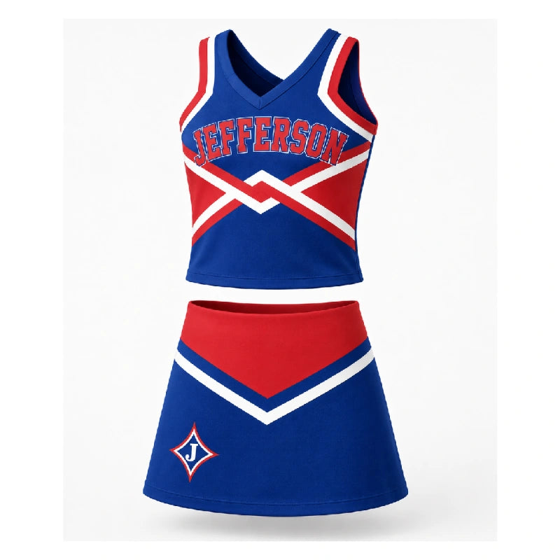 Jefferson Red & Royal Blue Cheer Uniform