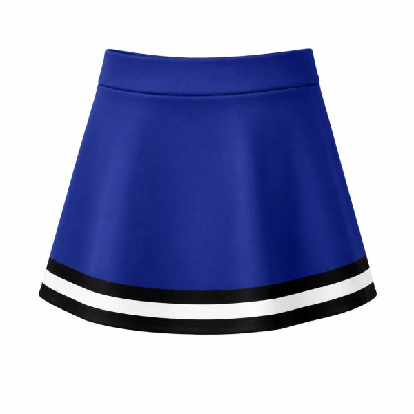 Royal Blue Cheer Skirt with Black & White Stripe Trim
