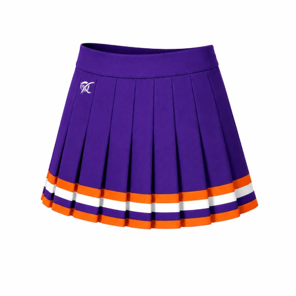 Tigers Purple & Orange Pleated Cheer Skirt